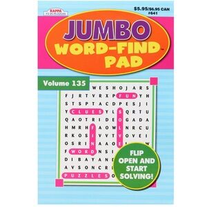 Kappa Jumbo 224 Page Word Find Puzzle Flip Pad NWT